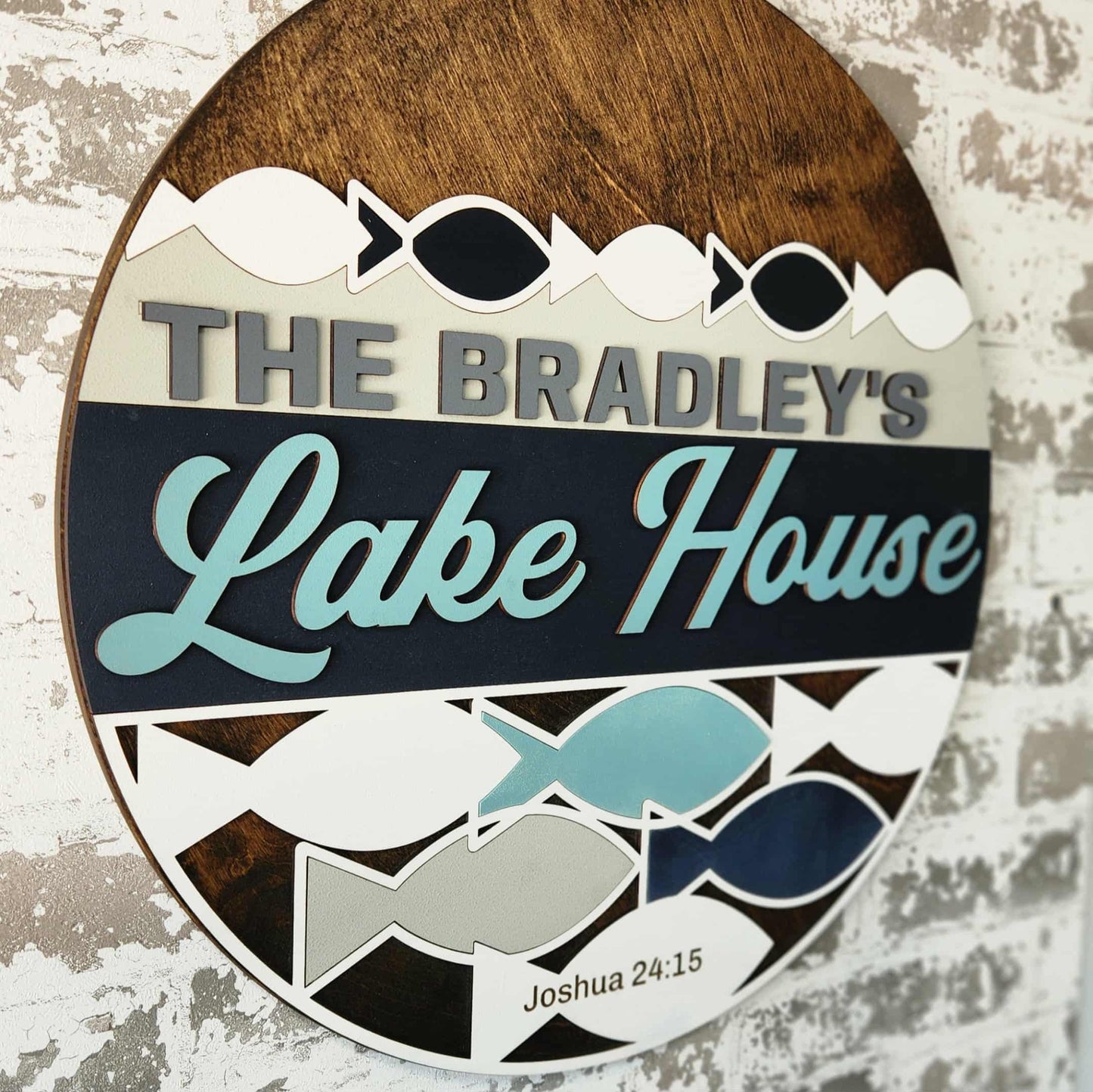 Welcome to The Lake House round wood sign