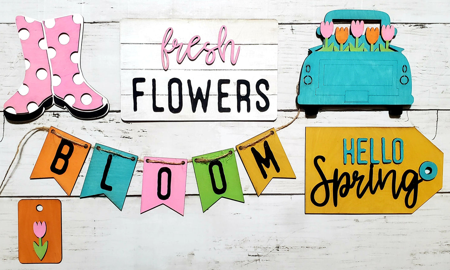 Spring Flowers tier tray set