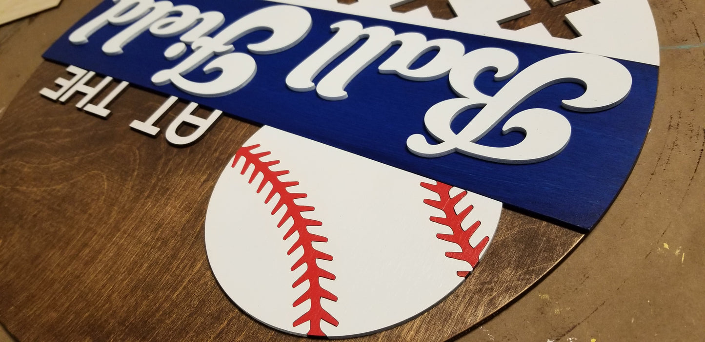Baseball or Softball round wood sign