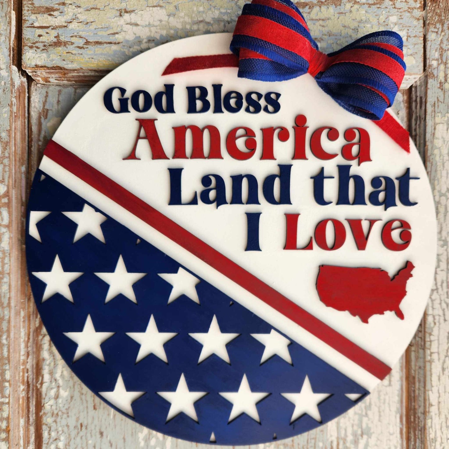 America, Land that I love Patriotic layered wood sign