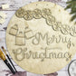 Bells and Citrus Christmas round wood sign