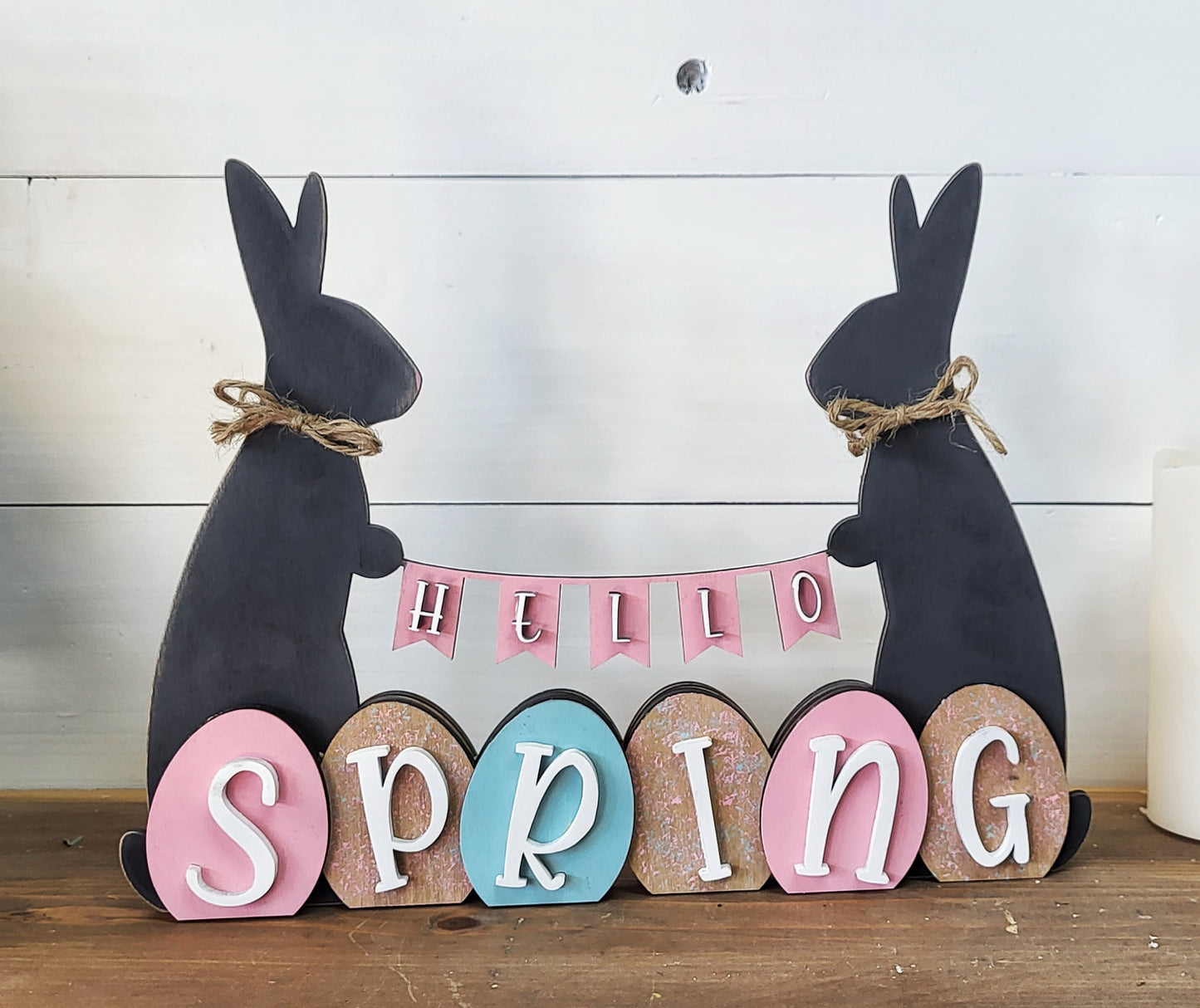 Happy Easter / Hello Spring Reversable tabletop decor