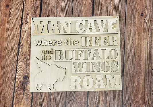 Man Cave square layered wood sign
