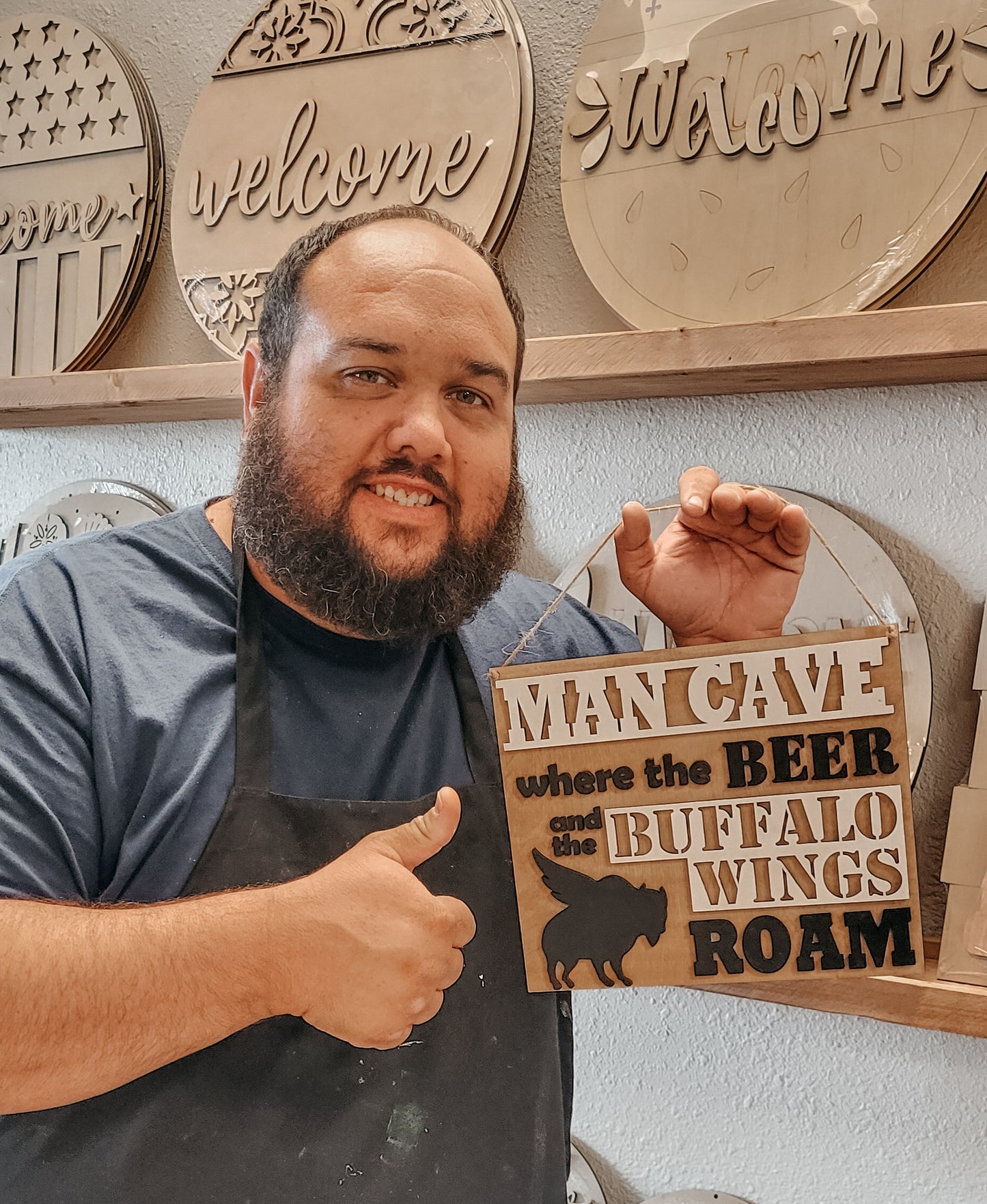 Man Cave square layered wood sign
