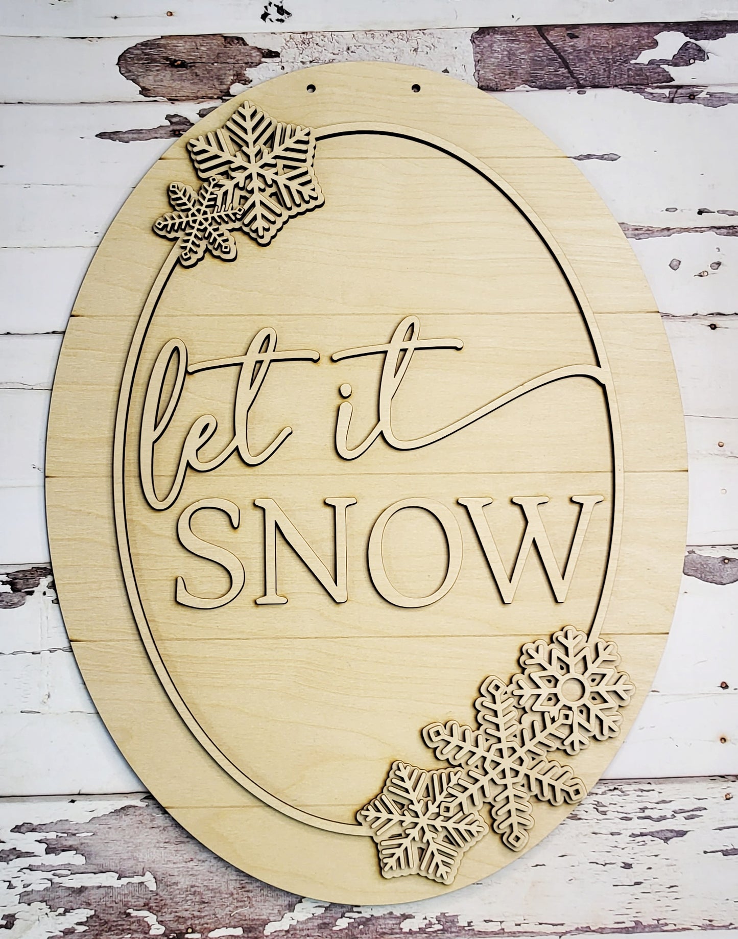 Let it Snow Oval wood sign