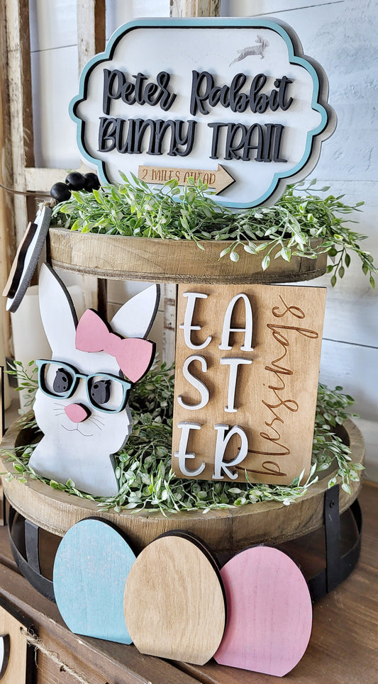 Easter Rabbit tier tray set