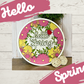 Hello Spring Floral Round wood sign